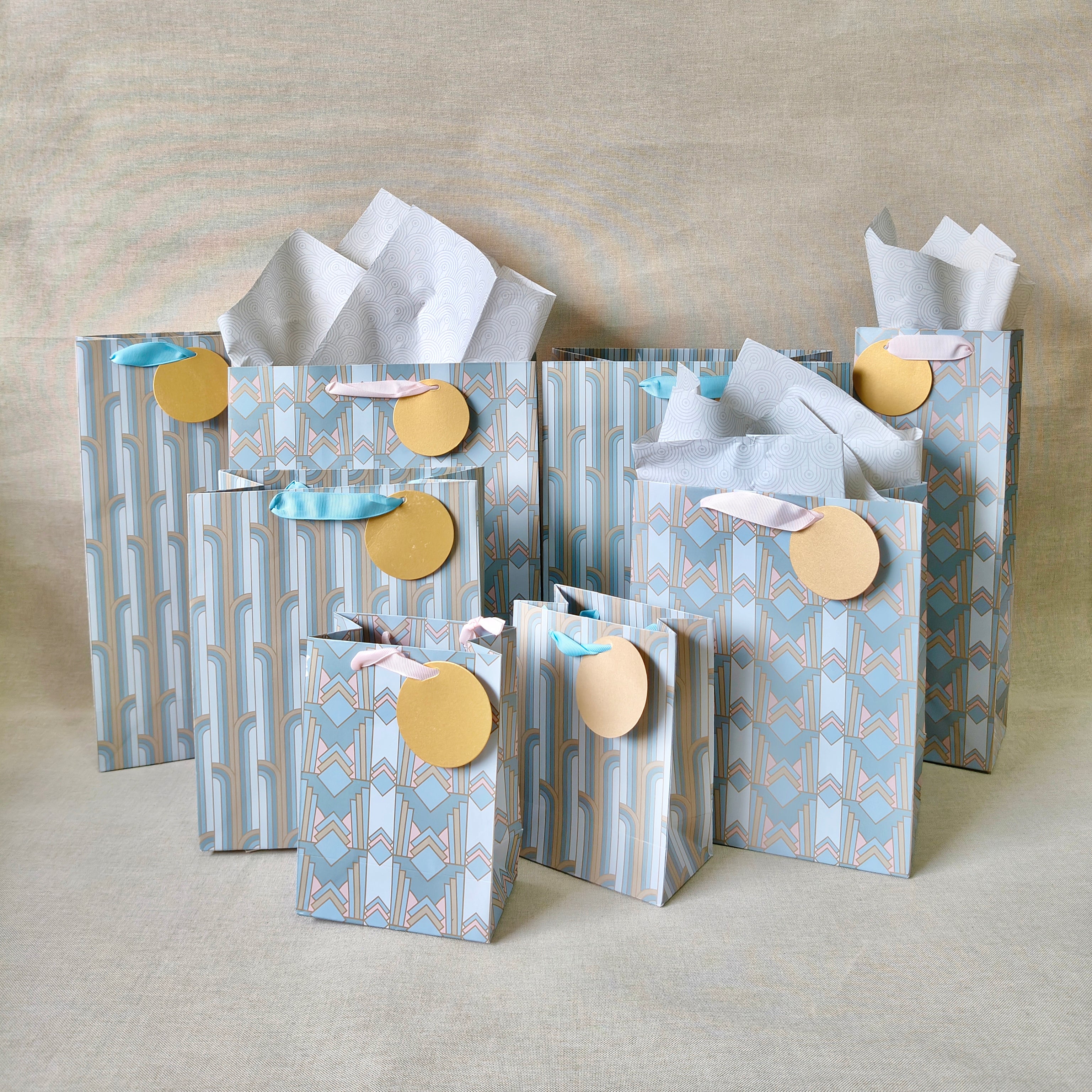Gilded Era Blue Small Bags with Tissues