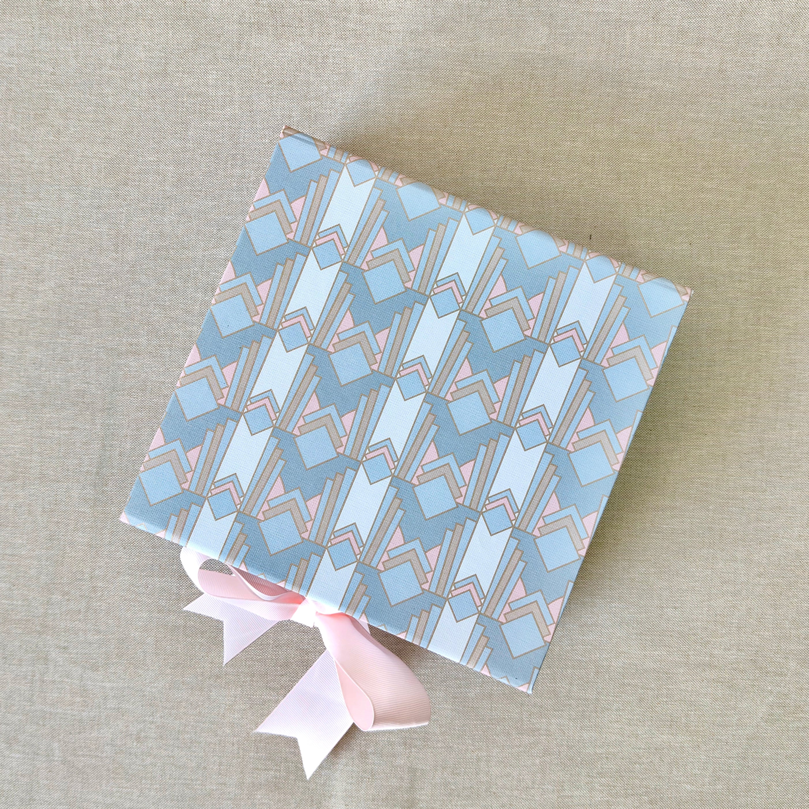 Gilded Era Blue Collapsible Box with Ribbon