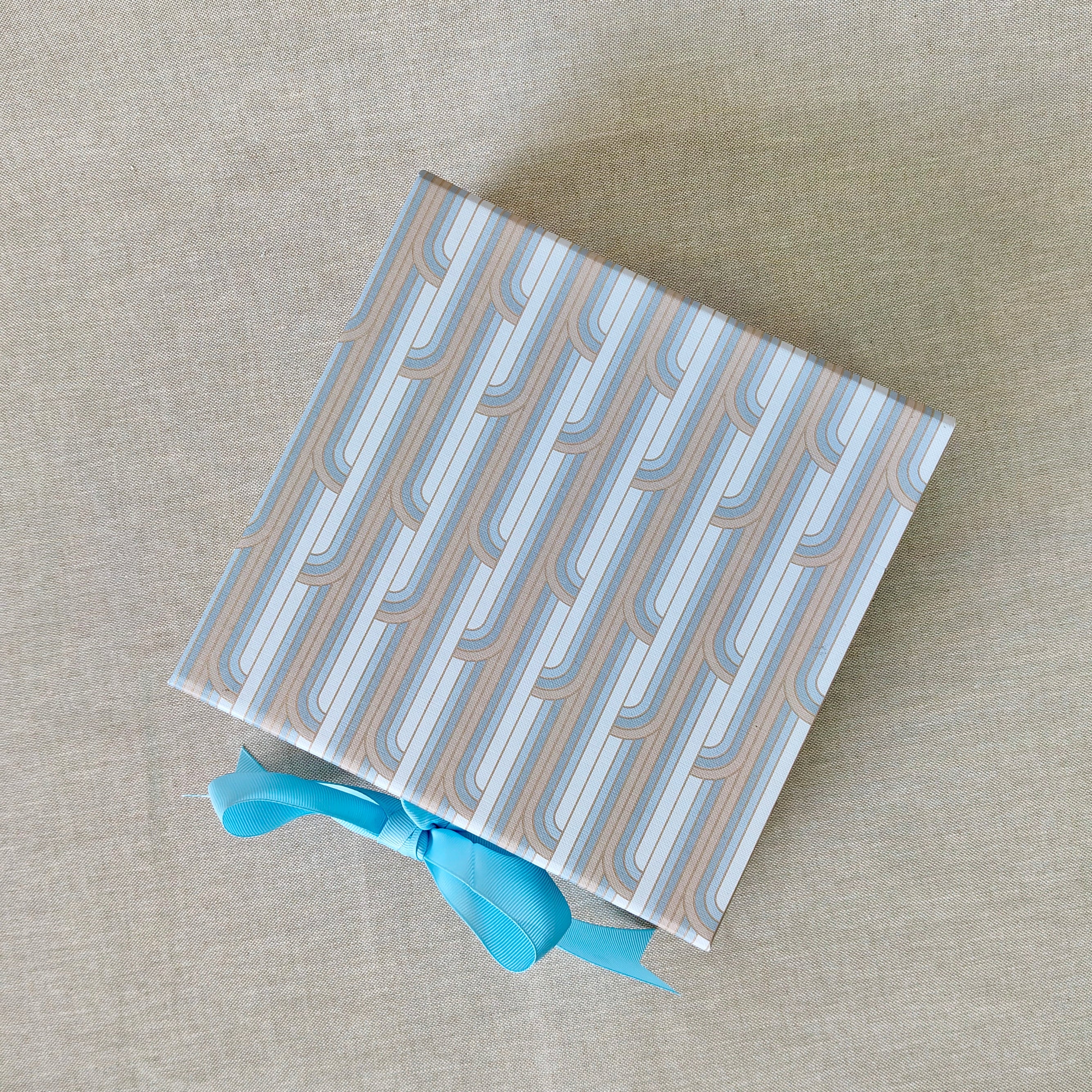 Gilded Era Blue Stripes Collapsible Box with Ribbon