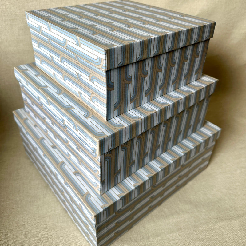 Gilded Era Stripes Set of 3 Square Gift Boxes
