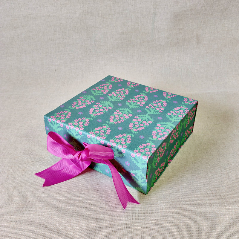 Paisley Collapsible Box with Ribbon