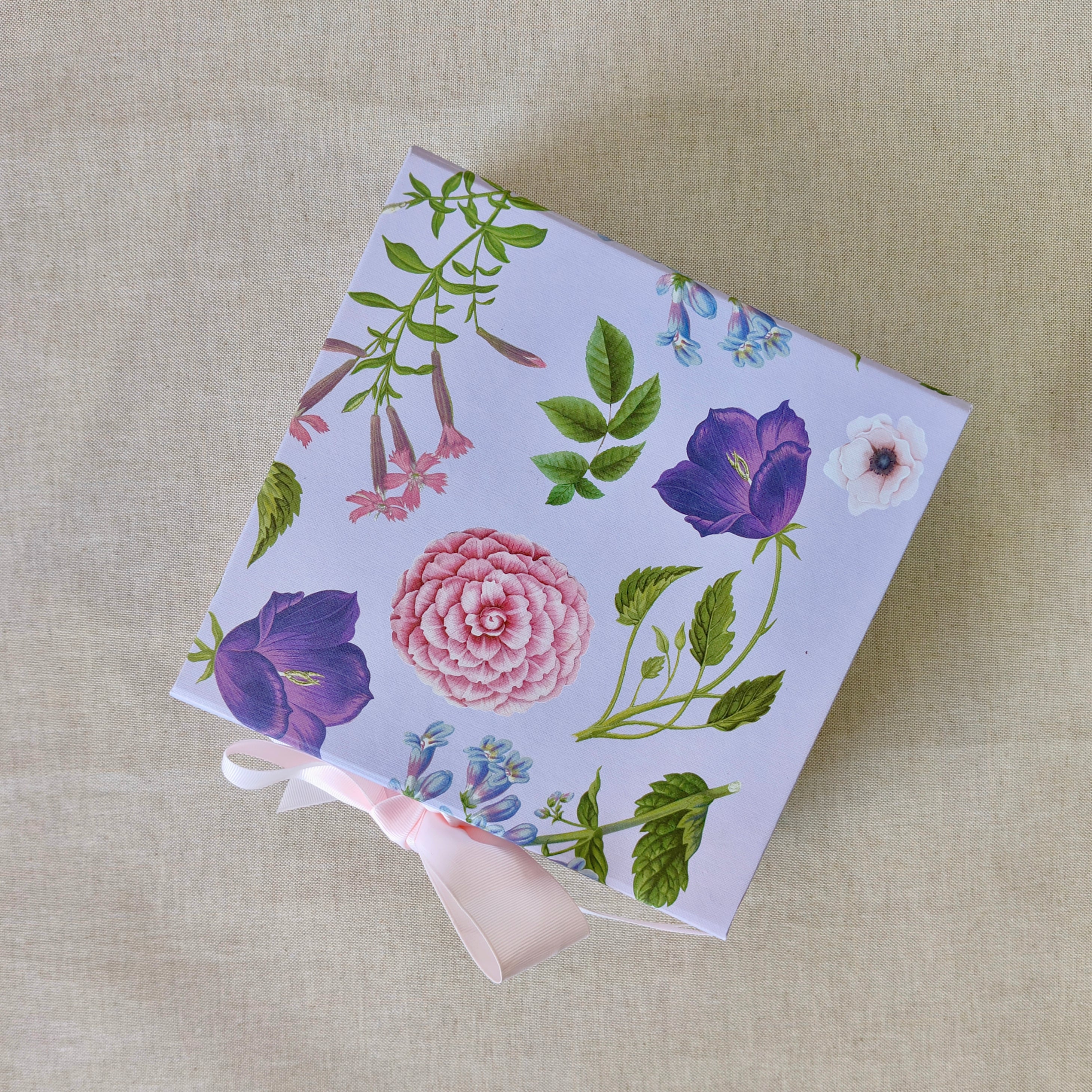 Violet Collapsible Box with Ribbon