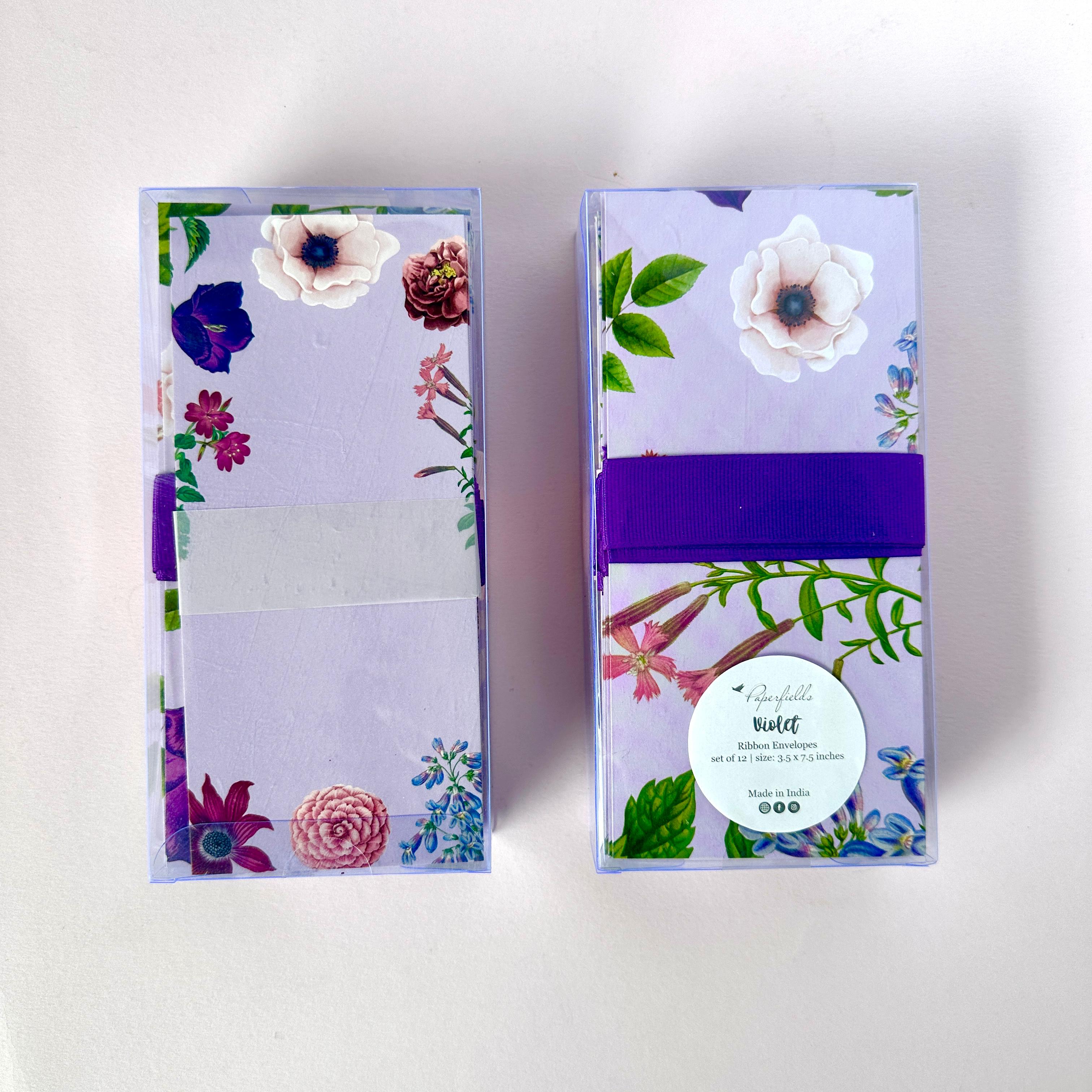 Violet Ribbon Envelopes with Notecards