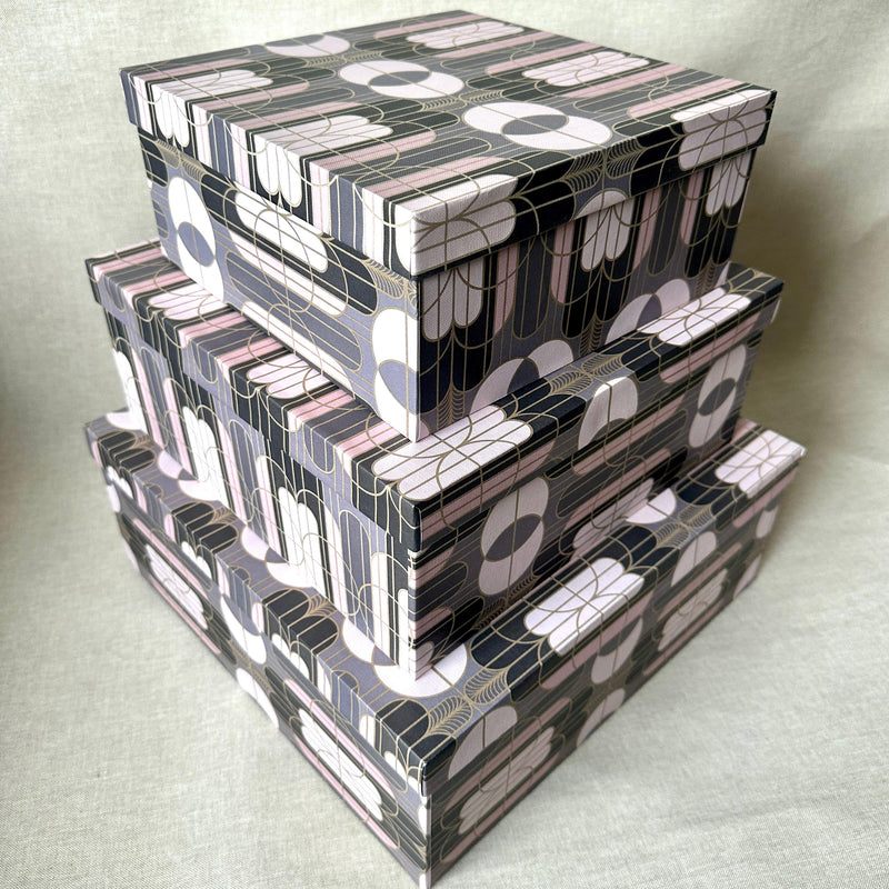 Gilded Era Rose Set of 3 Square Gift Boxes