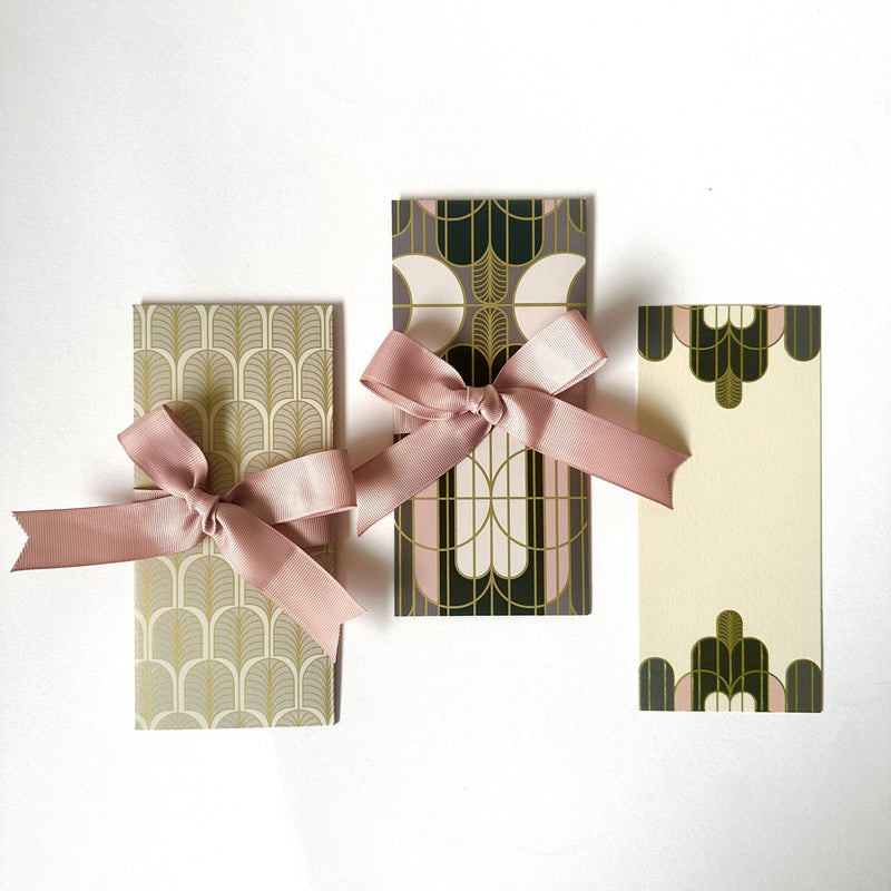 Gilded Rose Ribbon Envelopes with Notecards