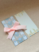 Gilded Blue Ribbon Envelopes with Notecards