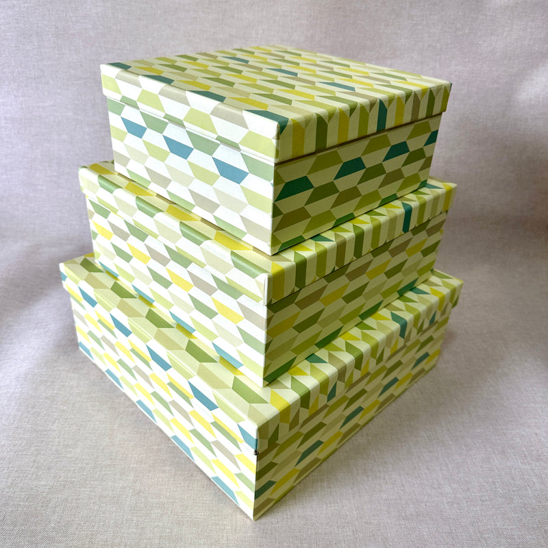 Daffodils Geometric Set of 3 Square Gift Boxes