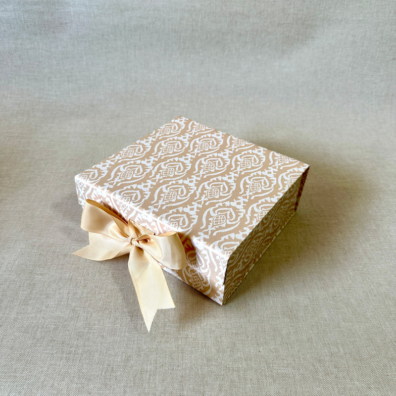 Ikat Revival Damask Large Collapsible Box WITH RIBBON