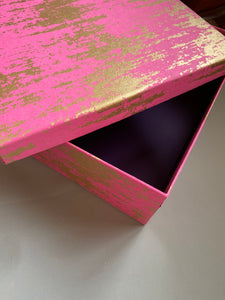 Hot Pink Varak Square Gift Hamper Box